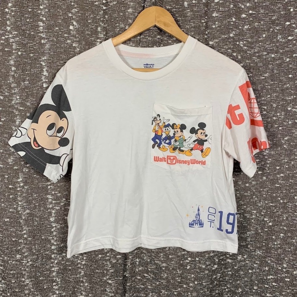 Disney World Vault Collection 50 1971 Mickey Mouse Pocket Crop T-Shirt Womens XS